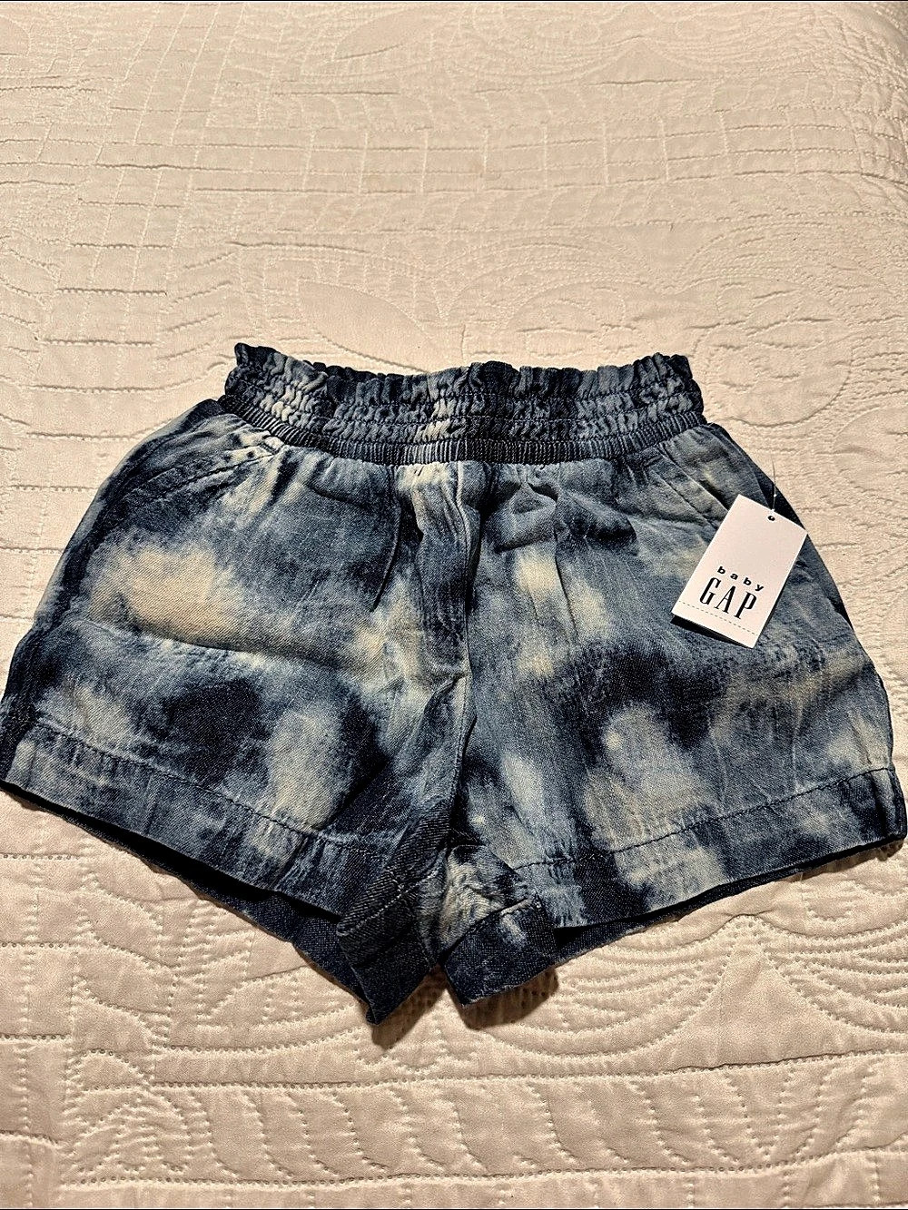 Baby Gap Tye-Dye Denim-Shorts with Elastic Waist & Side Pockets